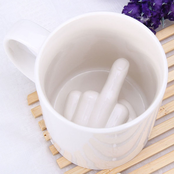 NEW Middle Finger Novelty Coffee Cup Creative Ceramic Mug Funny Spoof Whole  Person Toy Giving a gift to a friend